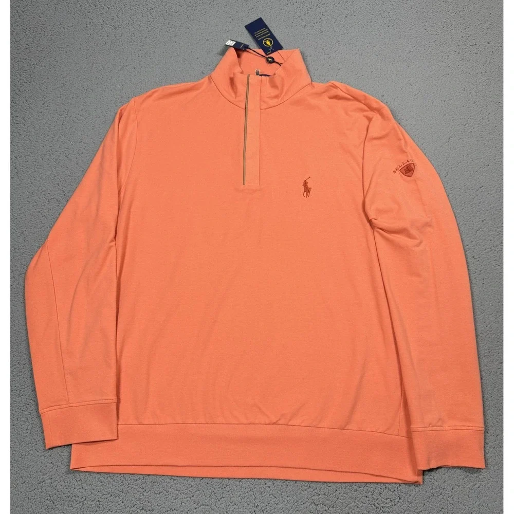 Polo Golf Ralph Lauren Pullover Mens XL Orange 1/4 Zip Long Sleeve Bellagio